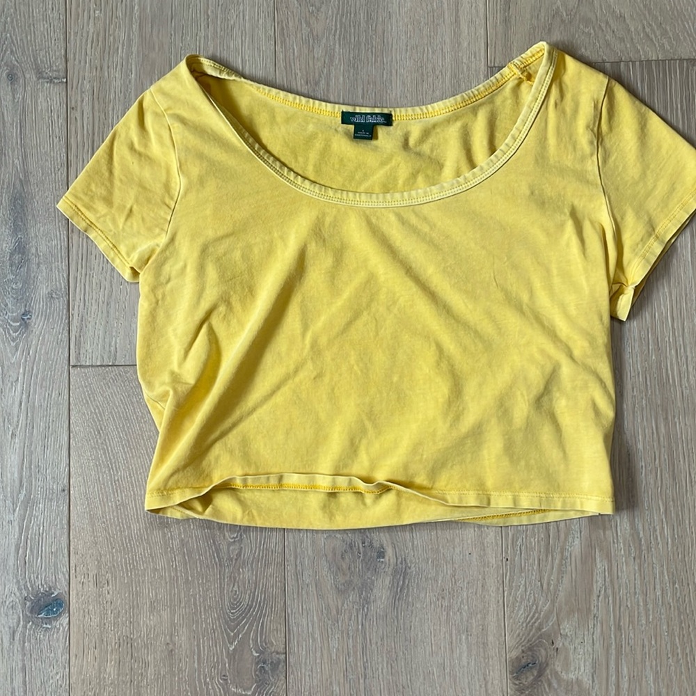 yellow off the shoulder cropped top, from Wild Fable in size large